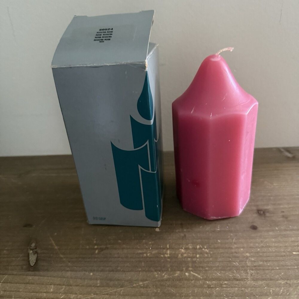 Retired Partylite Pillar Candle Riviera Rose  S0525 3”x5” In Box